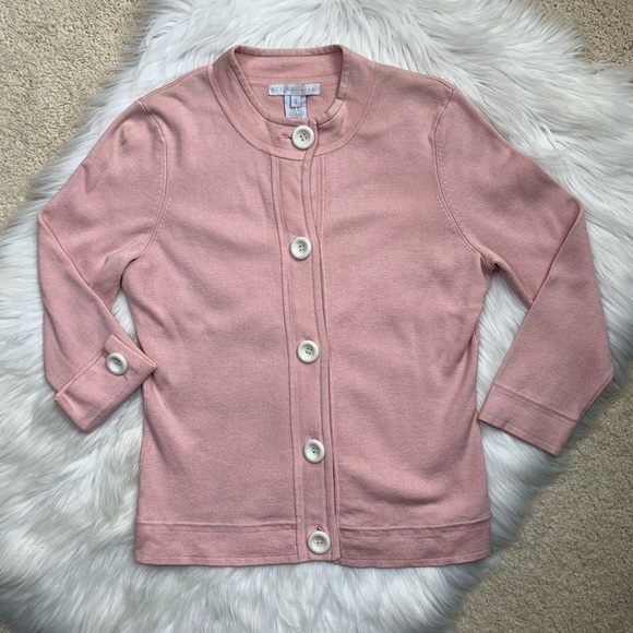 NWT silk Design History pink cardigan w buttons - Picture 2 of 7